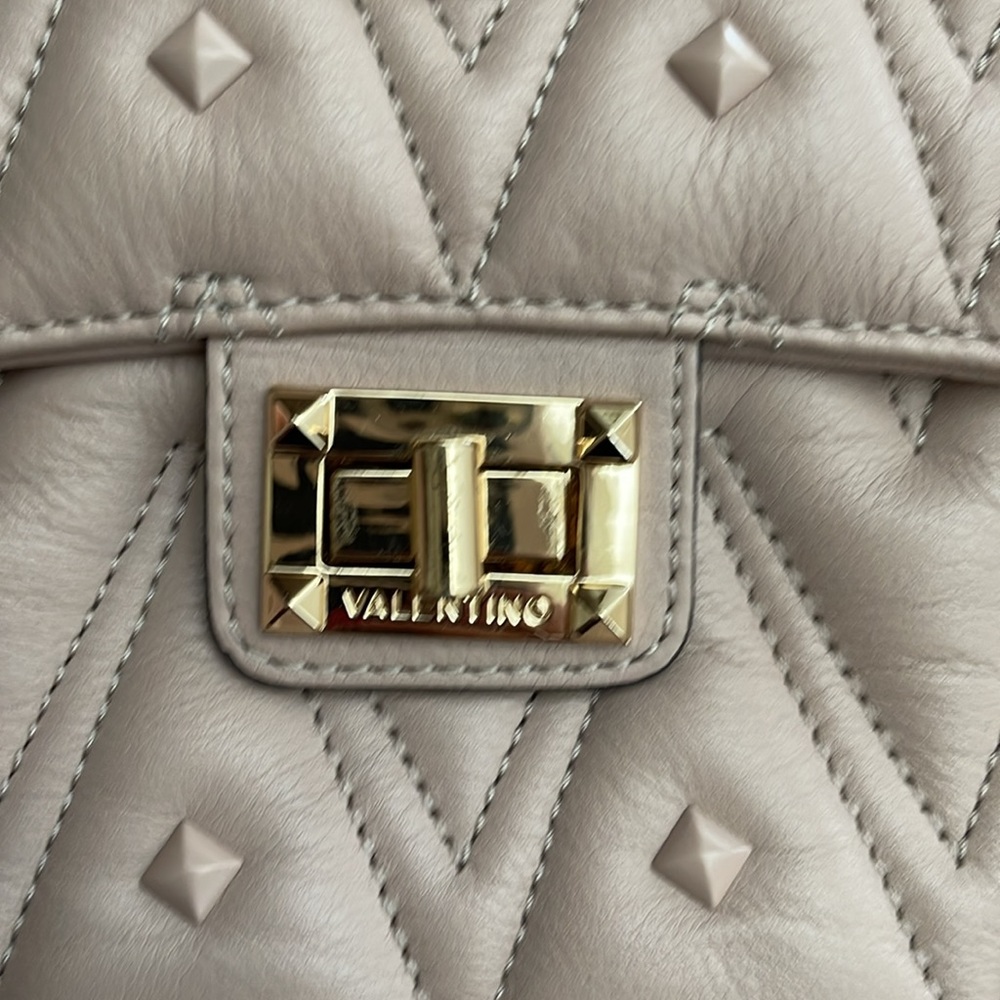 Women Large Valentino By Mario Studded Shoulder Chain/leather Shoulder Bag Nude - Picture 7 of 15
